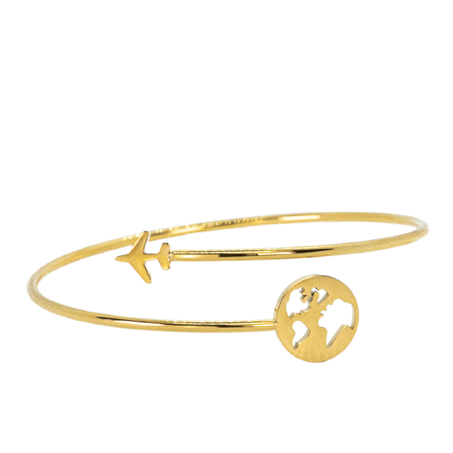 Gold Travel Globe Plane Bracelet