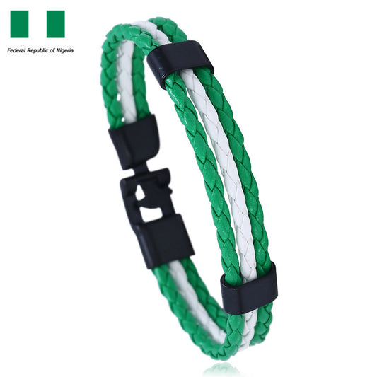 Nigeria National Flag Leather Bracelets