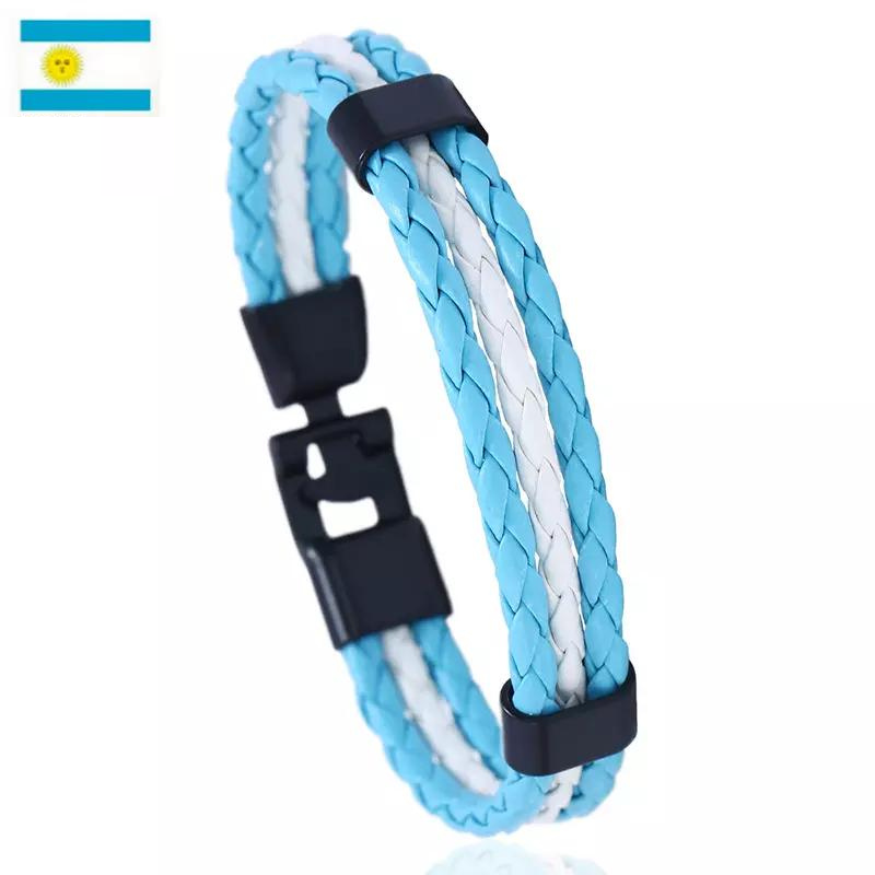 Argentina National Flag Leather Bracelet