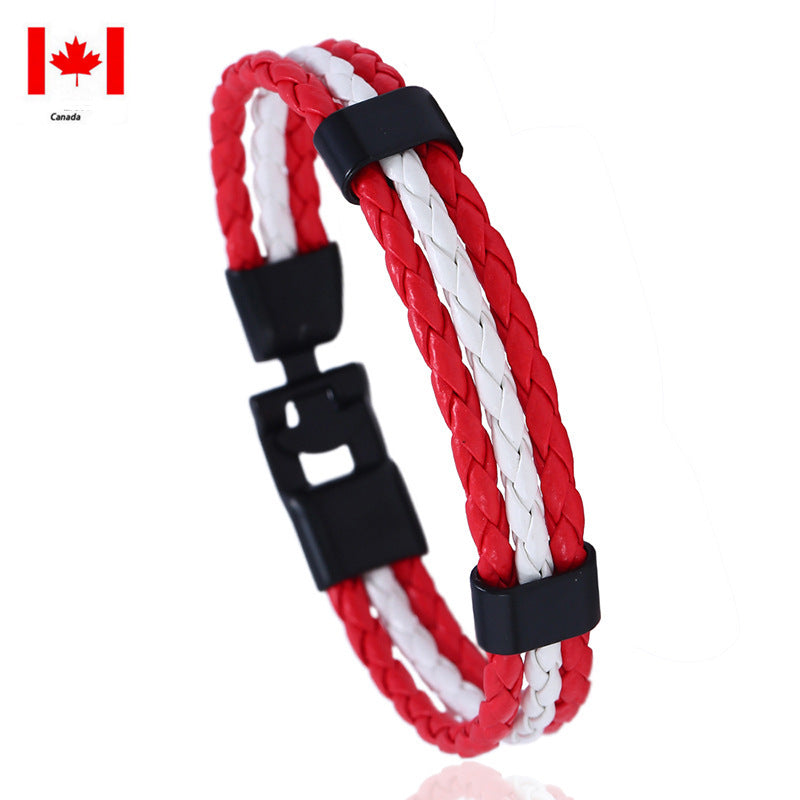 Canada National Flag Leather Bracelet