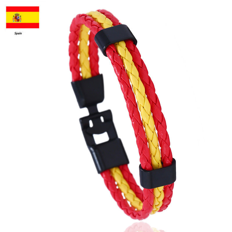 Spain National Flag Leather bracelet